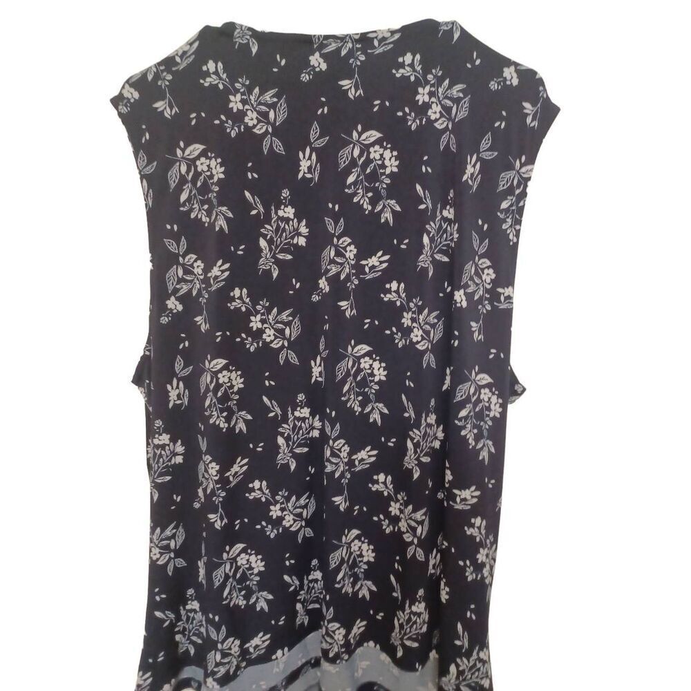 Violets & Roses Top Sleeveless Color Black/White Size 3X - Picture 3 of 3